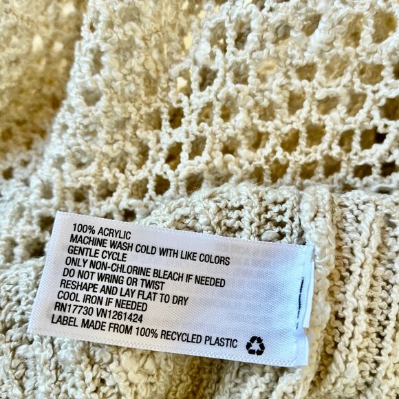 Xhilaration Boho Cardigan Sweater Cream Crochet Open Front Festival - Picture 7 of 13